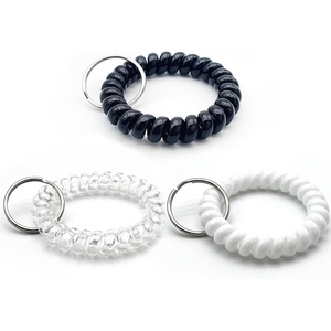 image:imageTENOC Spiral Coil Keychain Antilost Key Chain Holder Lanyard Cord for Sauna Outdoor Sports and Gym PoolBlack  White  Clear