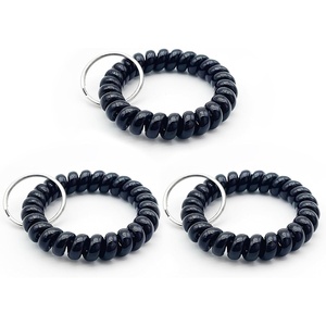 image:imageTENOC Spiral Coil Keychain Antilost Key Chain Holder Lanyard Cord for Sauna Outdoor Sports and Gym PoolBlack
