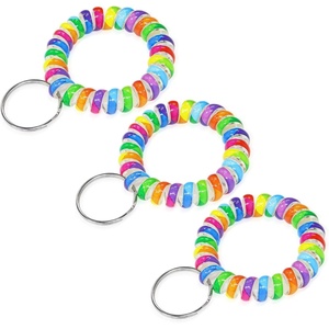 image:imageTENOC Spiral Coil Keychain Antilost Key Chain Holder Lanyard Cord for Sauna Outdoor Sports and Gym PoolRainbowdeep