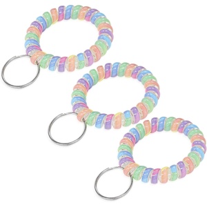 image:imageTENOC Spiral Coil Keychain Antilost Key Chain Holder Lanyard Cord for Sauna Outdoor Sports and Gym PoolRainbowlight