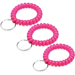image:imageTENOC Spiral Coil Keychain Antilost Key Chain Holder Lanyard Cord for Sauna Outdoor Sports and Gym PoolRose Red