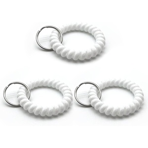 image:imageTENOC Spiral Coil Keychain Antilost Key Chain Holder Lanyard Cord for Sauna Outdoor Sports and Gym PoolWhite