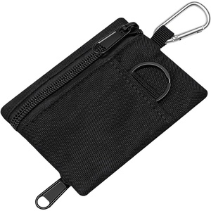 image:imageTENOC Small Coin Purse Tactical Keychain Pouch Portable Nylon Zip Change Purse with Carabiner D Ring Mini Wallet Pouch Bag for Men Women Outdoor Hiking Fishing Everyday Carry Black